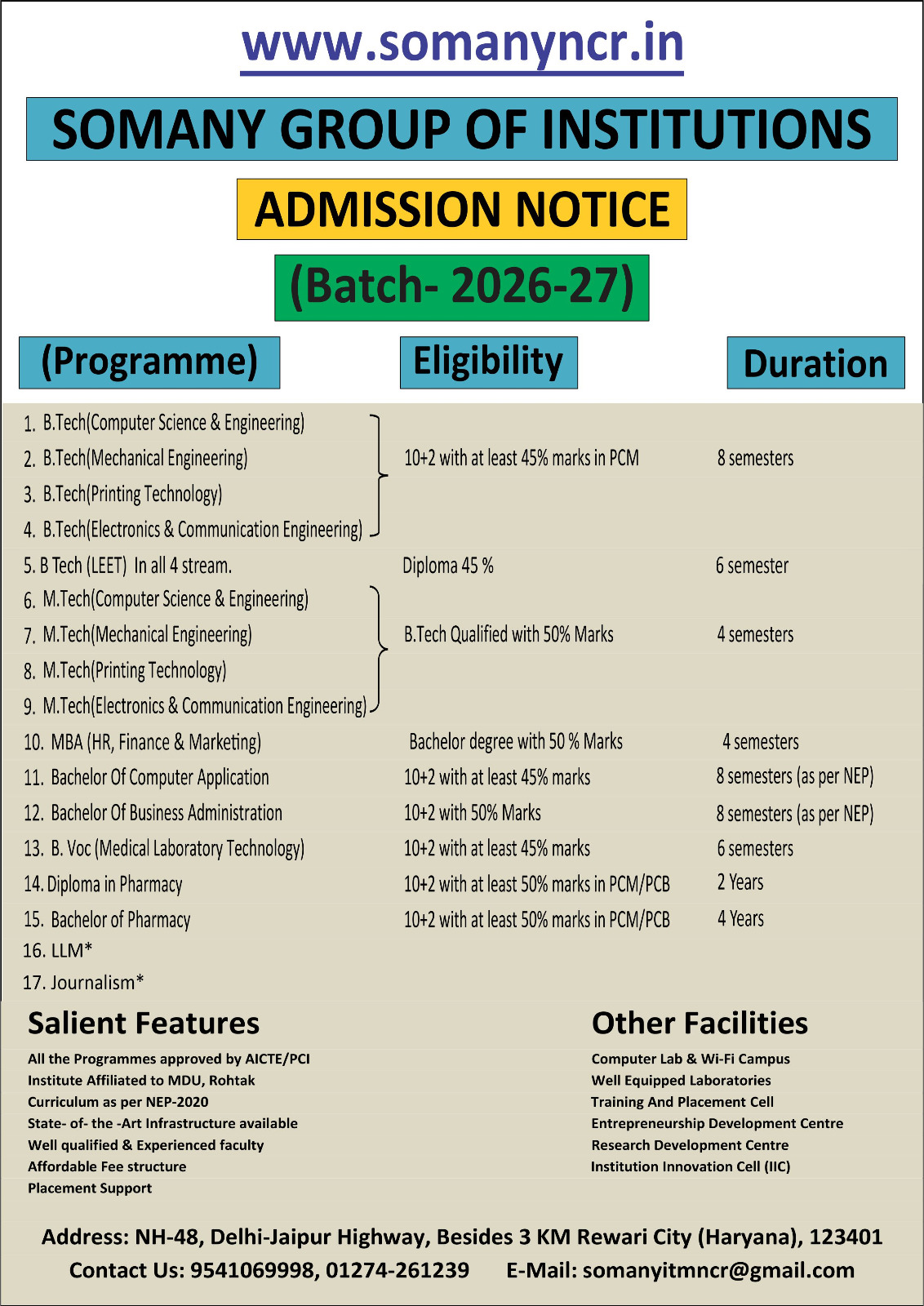 Admission Notice 2026-27